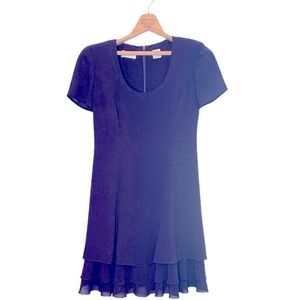 Liz Claiborne, Purple Ruffle Skirt Knee Length Short Sleeve Sheath Dress, Size 4